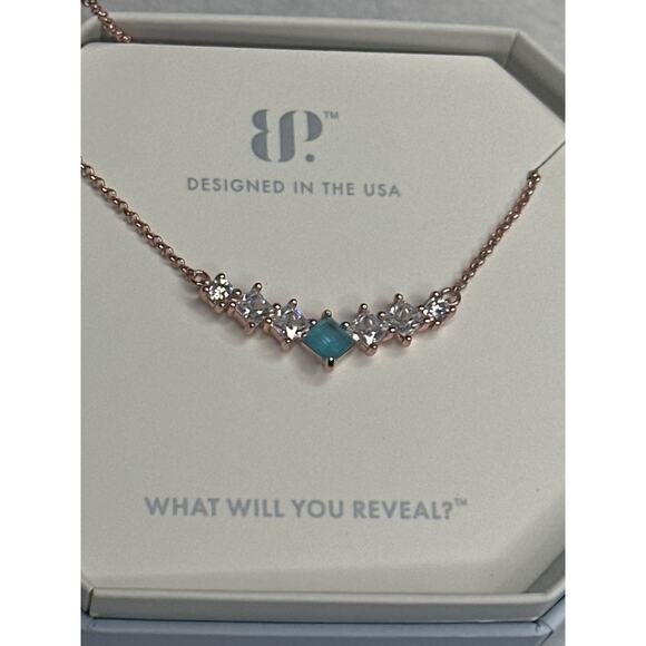 Bomb Party RBP5195 "Work of Art" Necklace Lab Created Aqua Blue Quartz - Picture 1 of 2